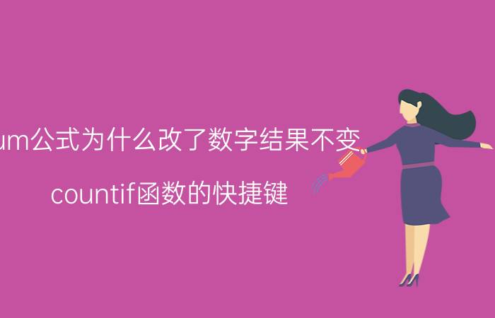 sum公式为什么改了数字结果不变 countif函数的快捷键？